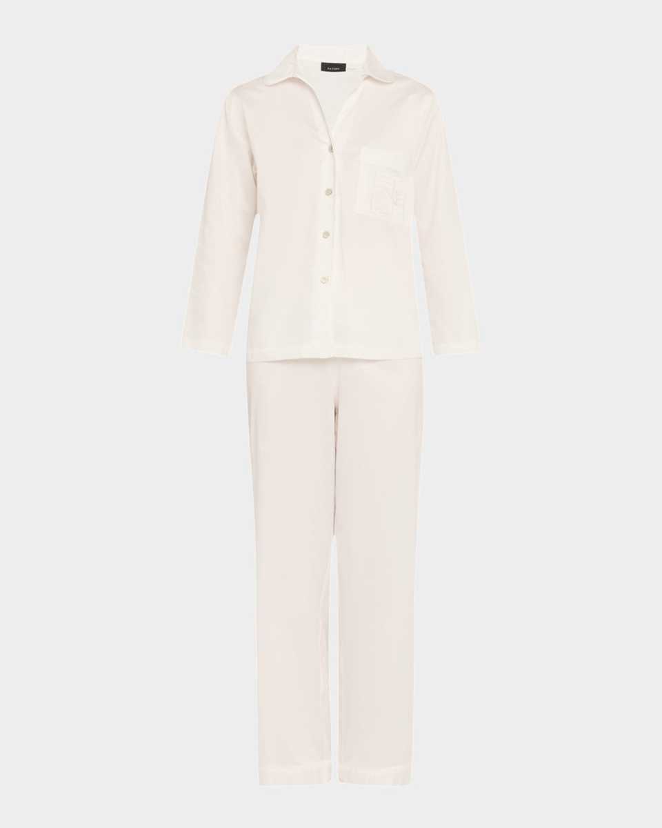 Cropped Cotton Sateen Pajama Set